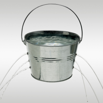Water leaking from holes in bucket