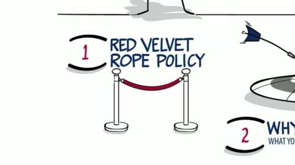 An illustration of a red velvet rope