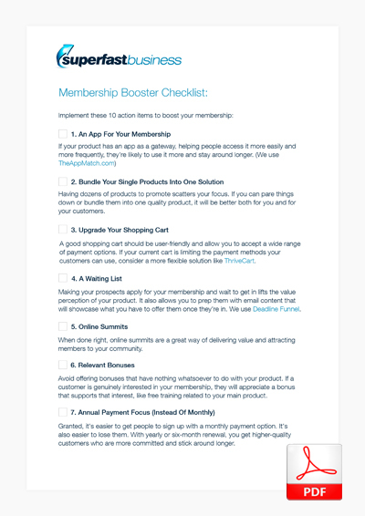 A Thumbnail of the Membership Booster Checklist (and PDF Transcription)