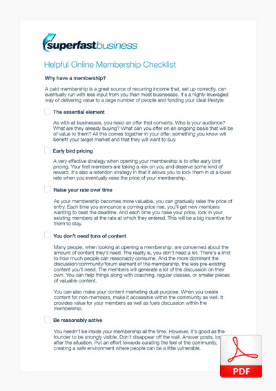 A Thumbnail of  Get the free Helpful Online Membership Checklist (and PDF Transcription)