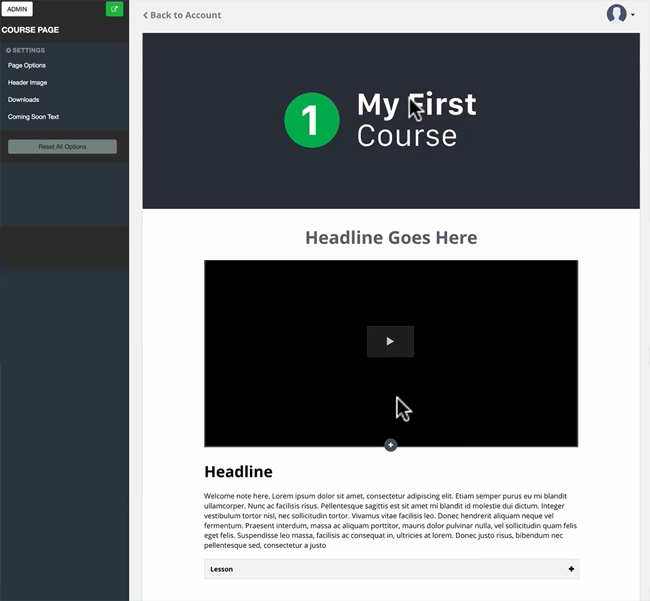 A screenshot of the page editor where you’ll find all you need to customize your course to your heart’s content.