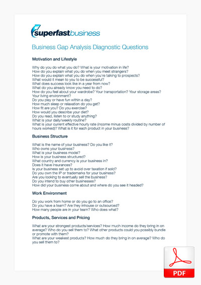 Business Gap Analysis Diagnostic Questions (and the PDF transcription)