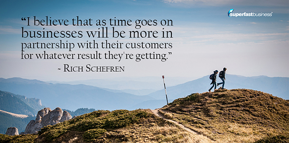 Rich Schefren says I believe that as time goes on businesses will be more in partnership with their customers for whatever result they're getting.
