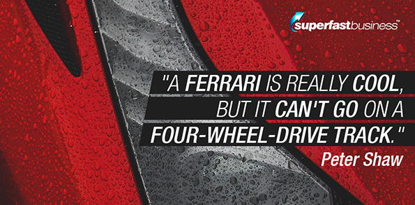  Peter Shaw says a Ferrari is really cool, but it can't go on a four-wheel-drive track.