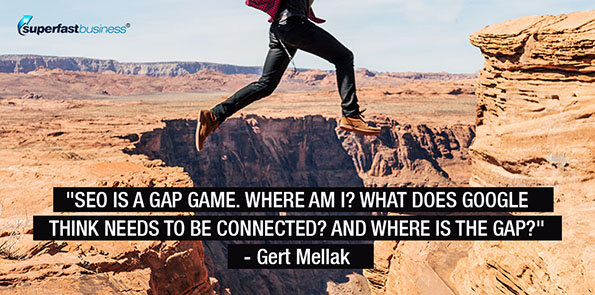 Gert Mellak says SEO is a gap game. Where am I? What does Google think needs to be connected? And where is the gap?